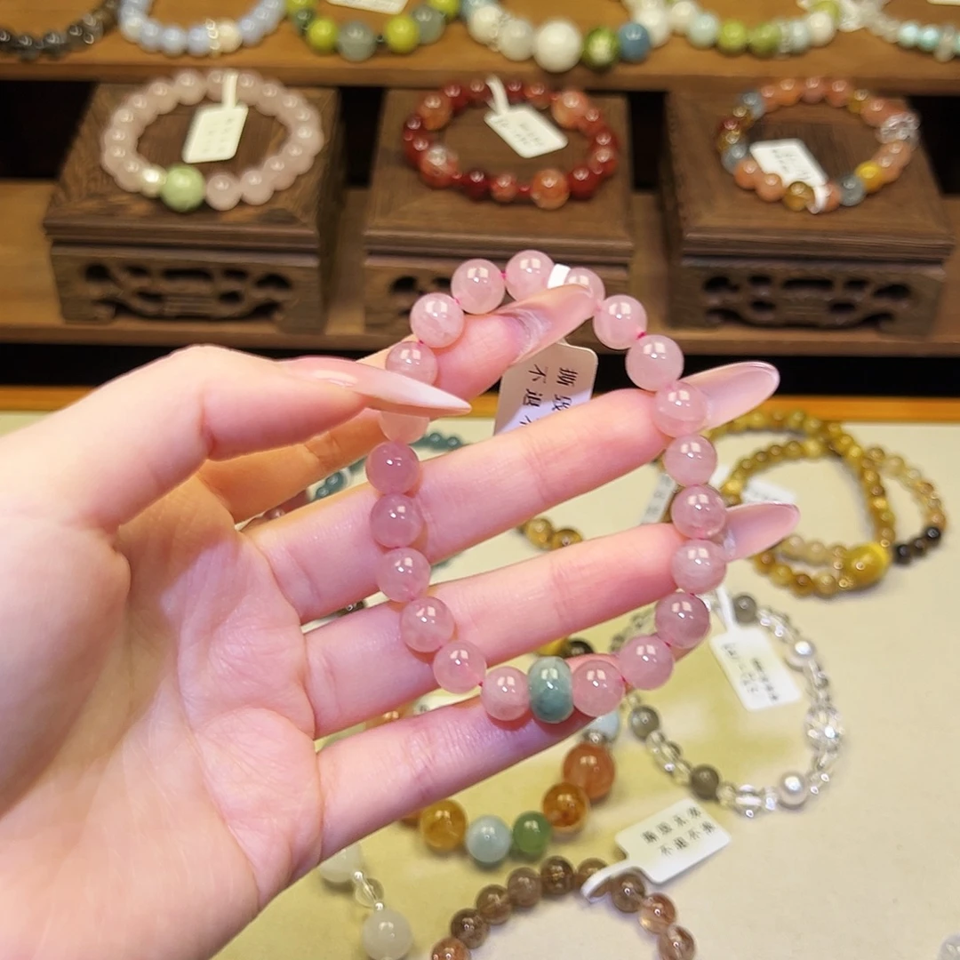 手串银S925镀金镶嵌水晶粉1589