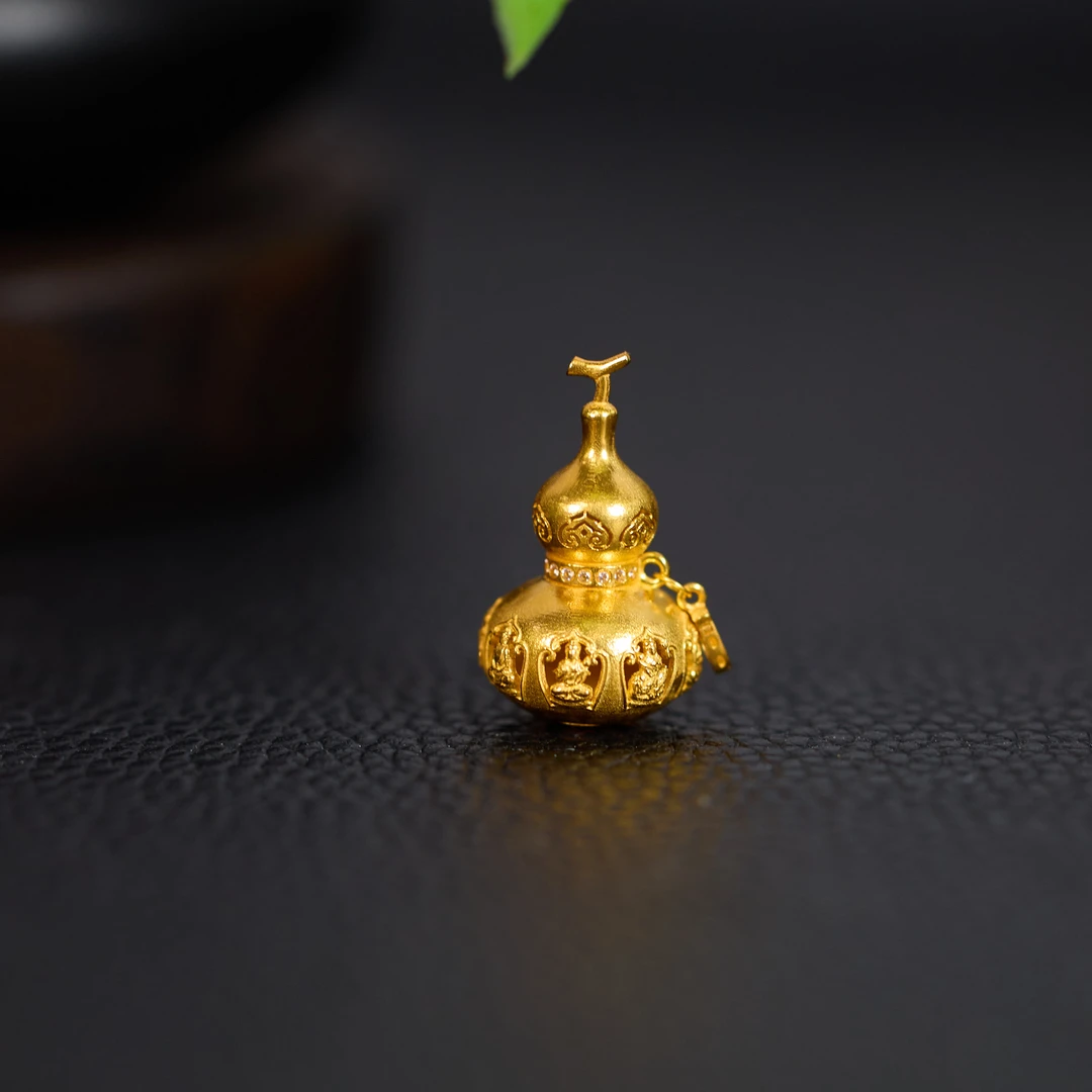 【歪歪自留款】(素金)八大葫芦吊坠18K金镶嵌(多样性发一)XB-J5841