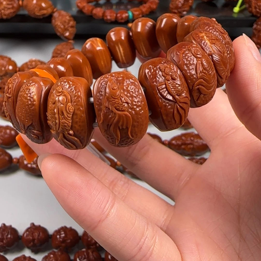 手串橄榄核水晶核荷塘月色手牌