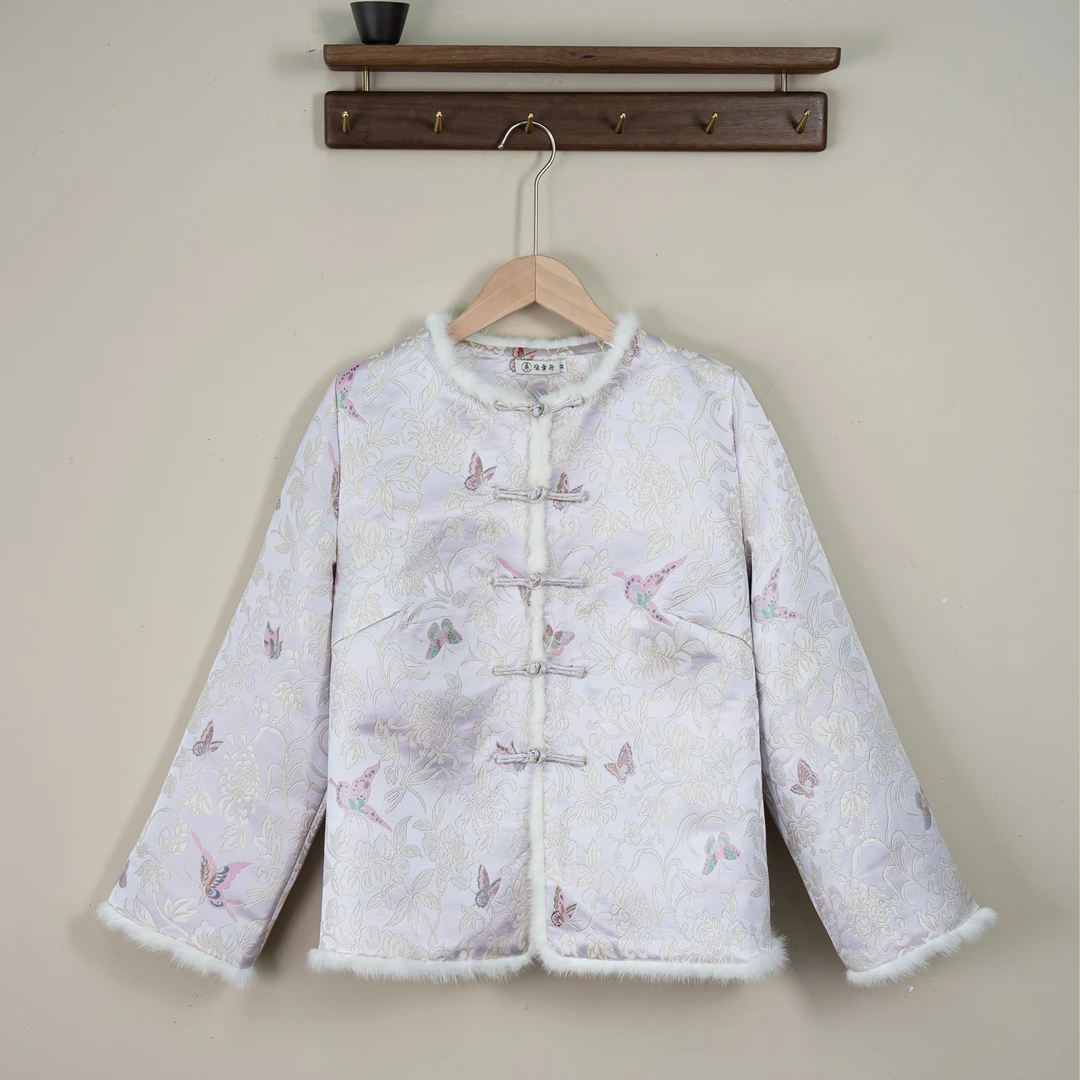 【百蝶】桑蚕丝老宋锦纹样日常新中式国风时尚高级感百搭夹棉外套