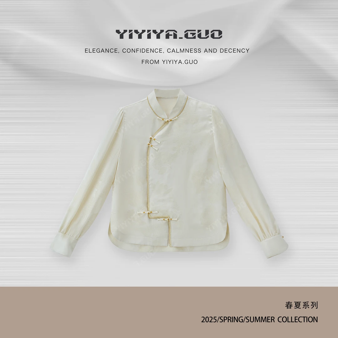 yiyiya.Guo艺艺吖【甜也】新中式中国风斜襟立领长袖上衣25SS0523