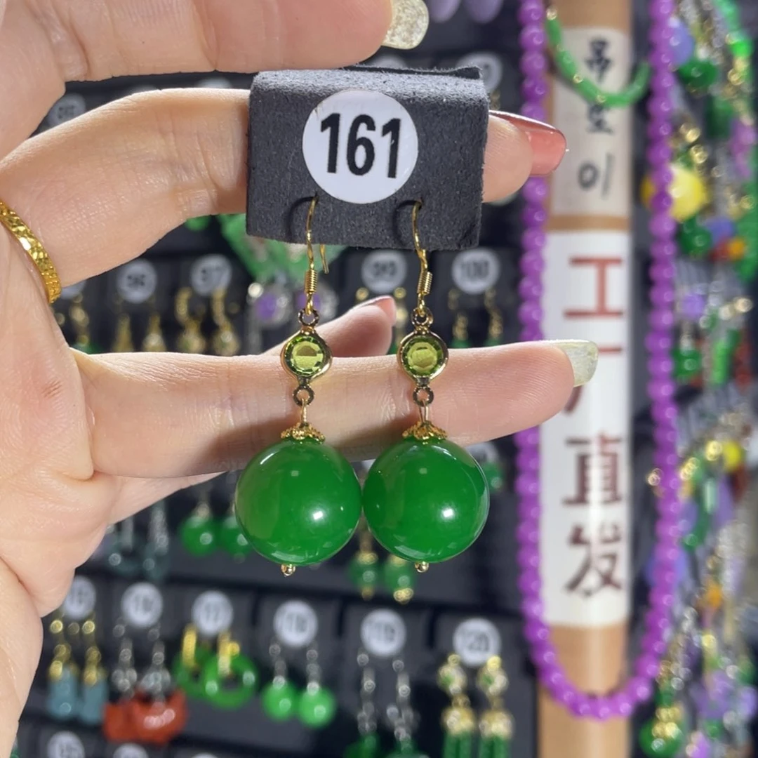 银S925镶嵌翡翠耳饰161