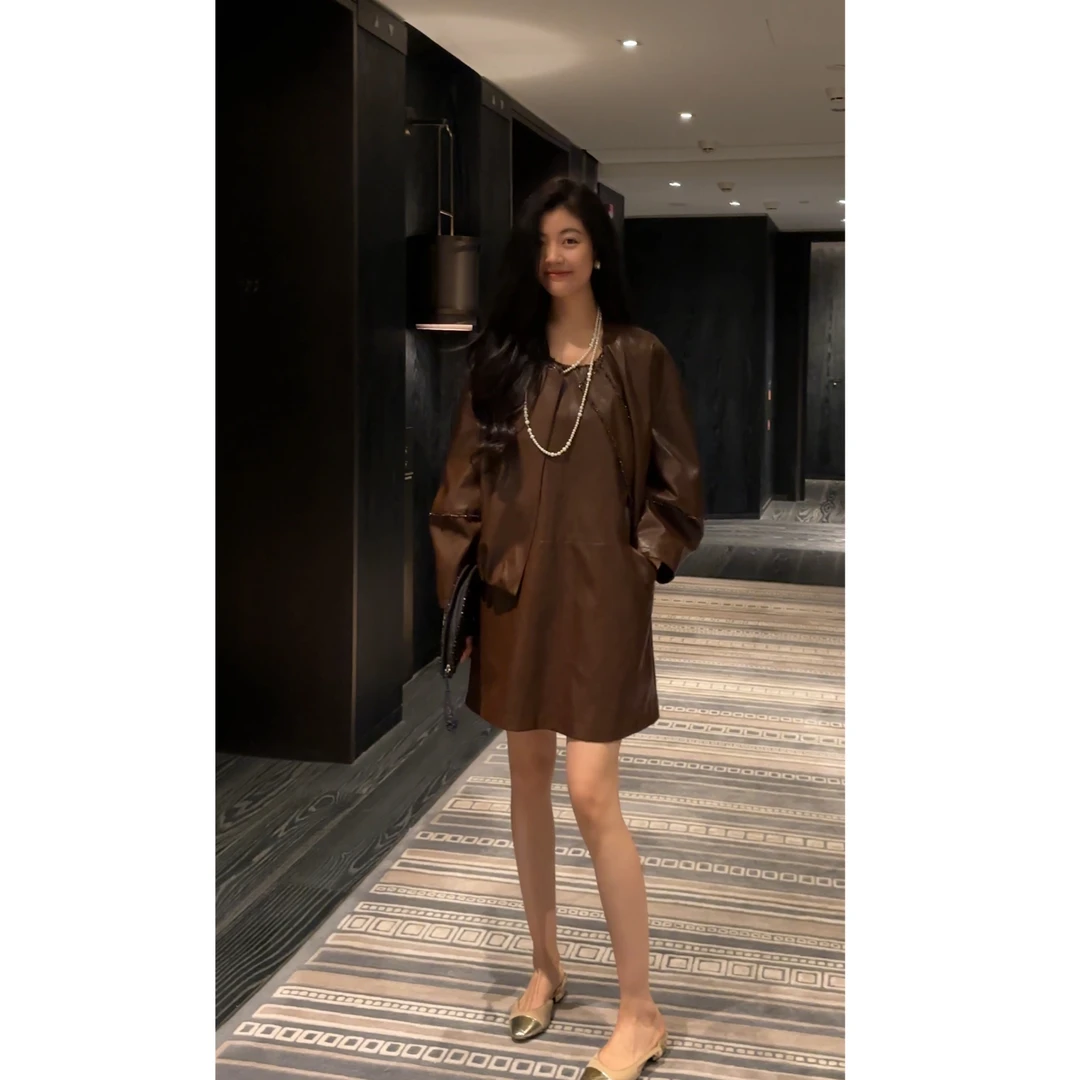 【N·COU】25秋新款【巴黎恋人】高级感皮衣外套套装DY79610