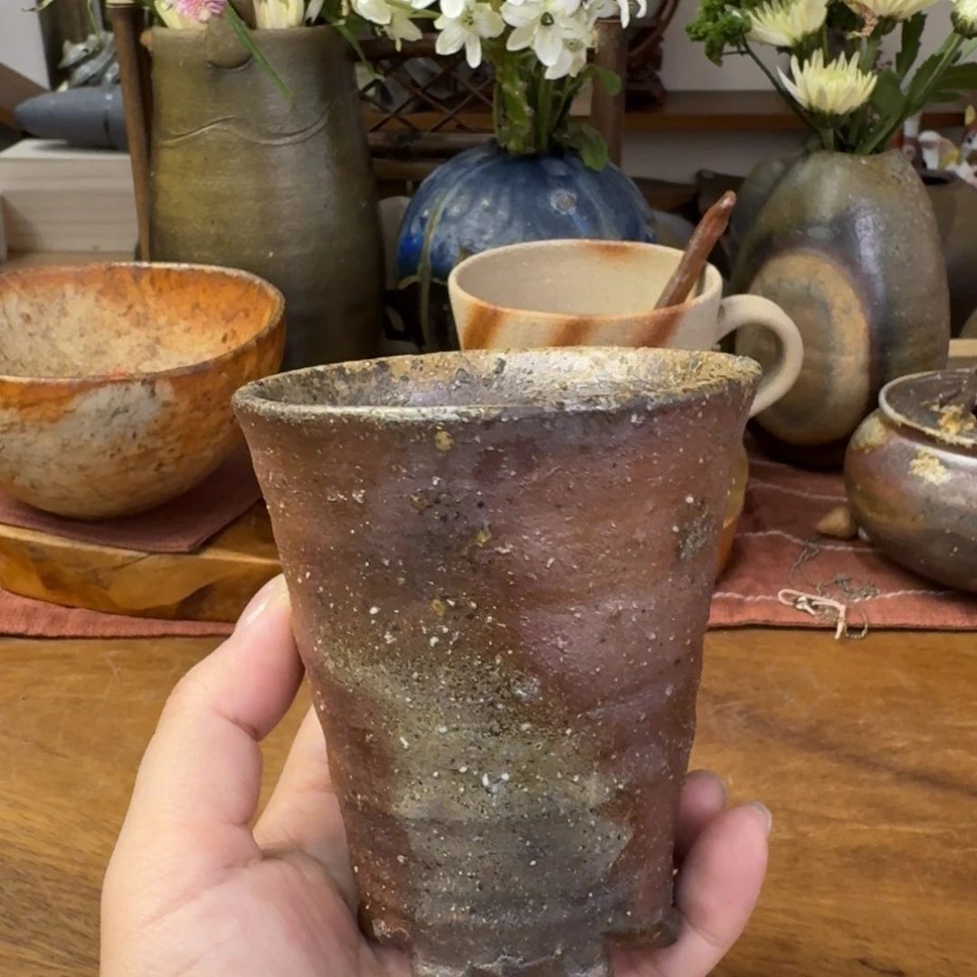 备前烧 末石都 猫爪杯