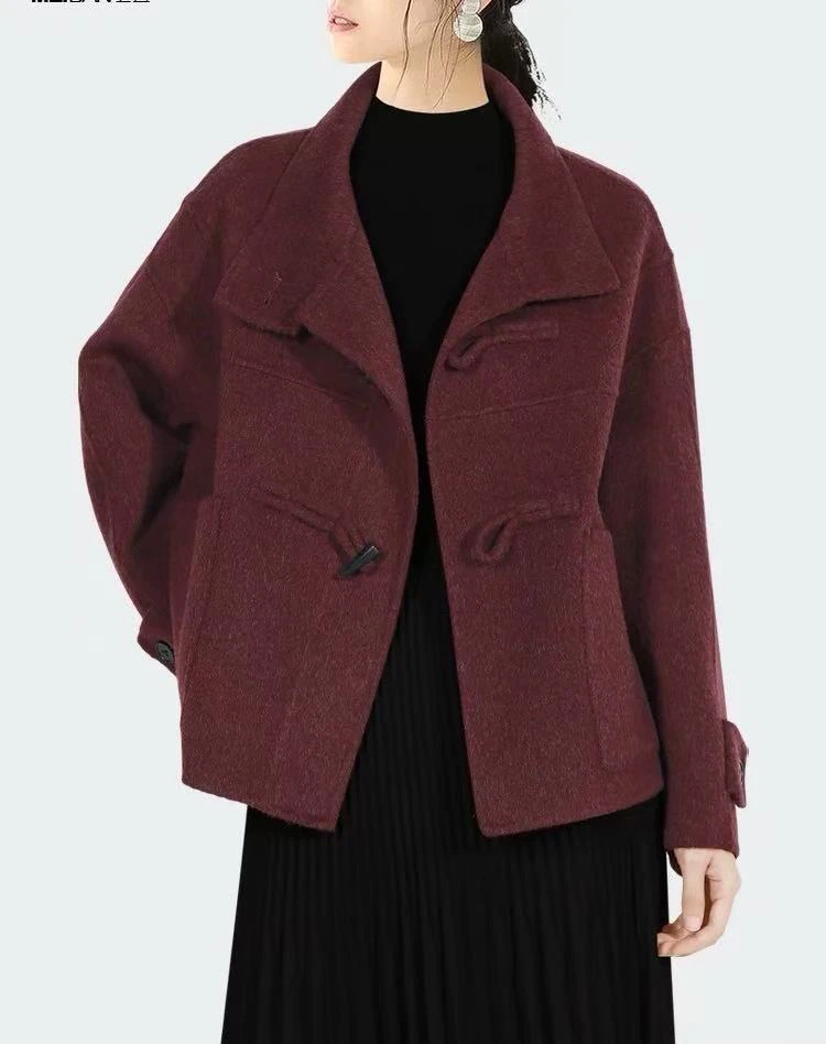 27071款《高端系列》骆驼绒时尚休闲双面羊毛大衣外套气质小个子