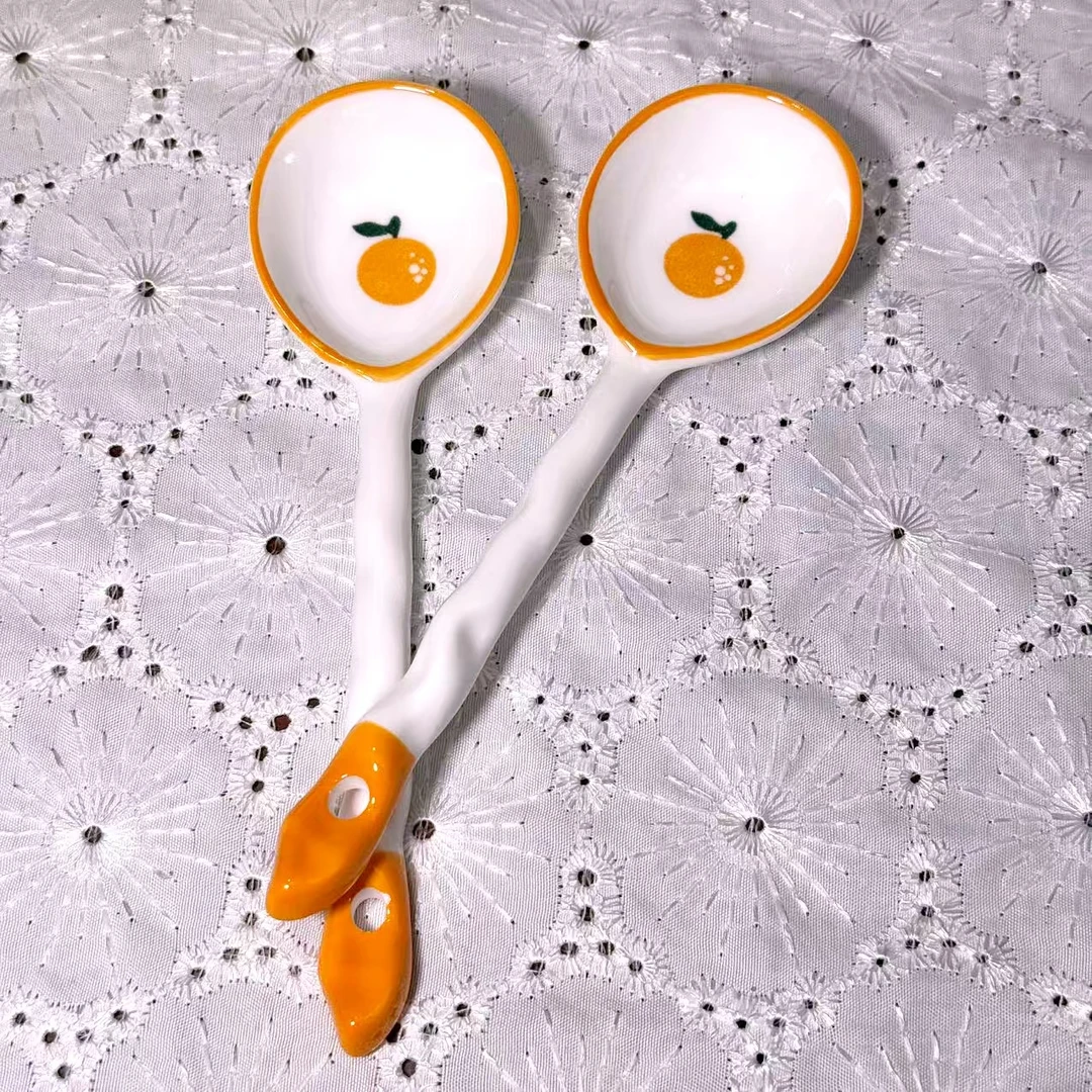 新疆包邮橙色小勺小众可爱防滑防烫1只