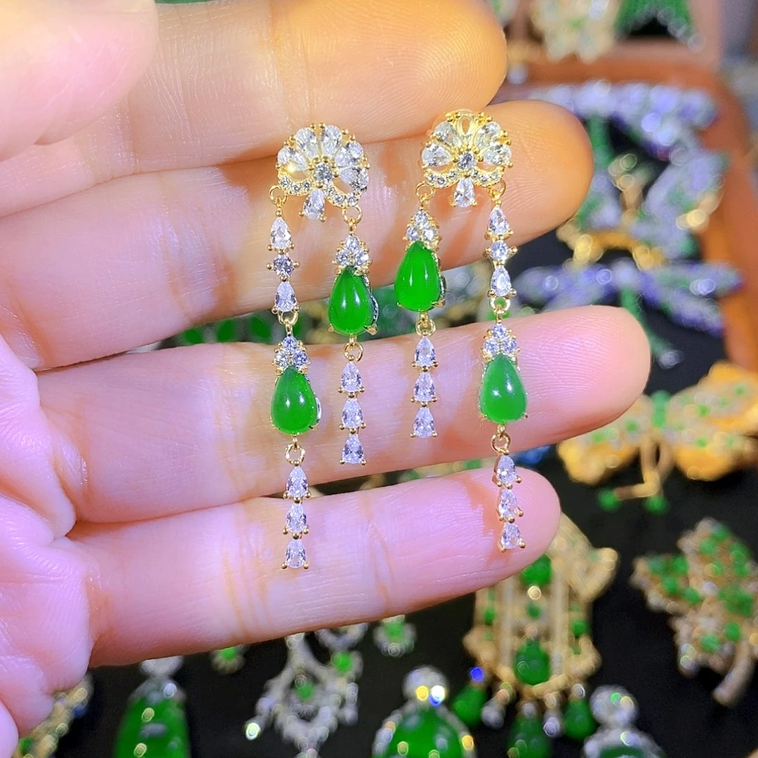 吊坠(不含链)银S925镶嵌翡翠