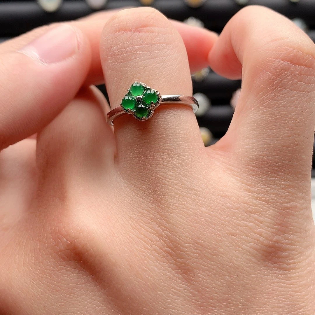 翡翠戒指银S925镶嵌0254