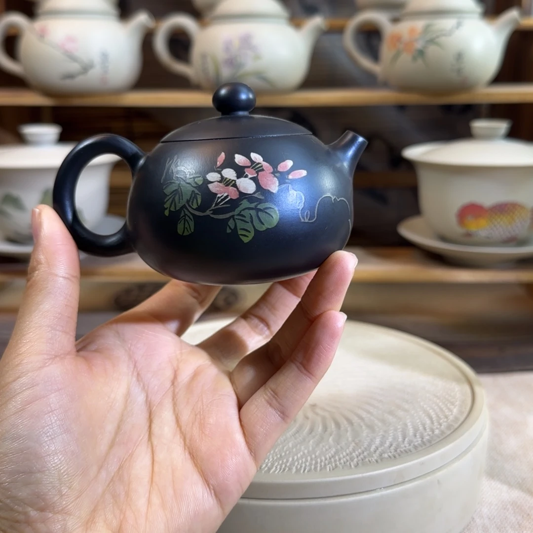 建水紫陶彩填壶全品全手工130cc