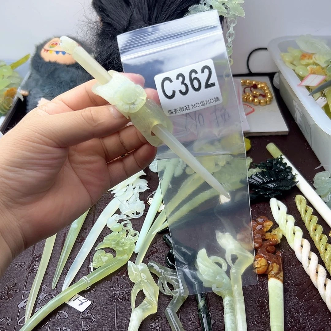 合金蛇纹石玉发饰邹****a