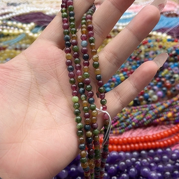 玛瑙/玉髓珠宝半成品未镶嵌一条4mm左右碧玺