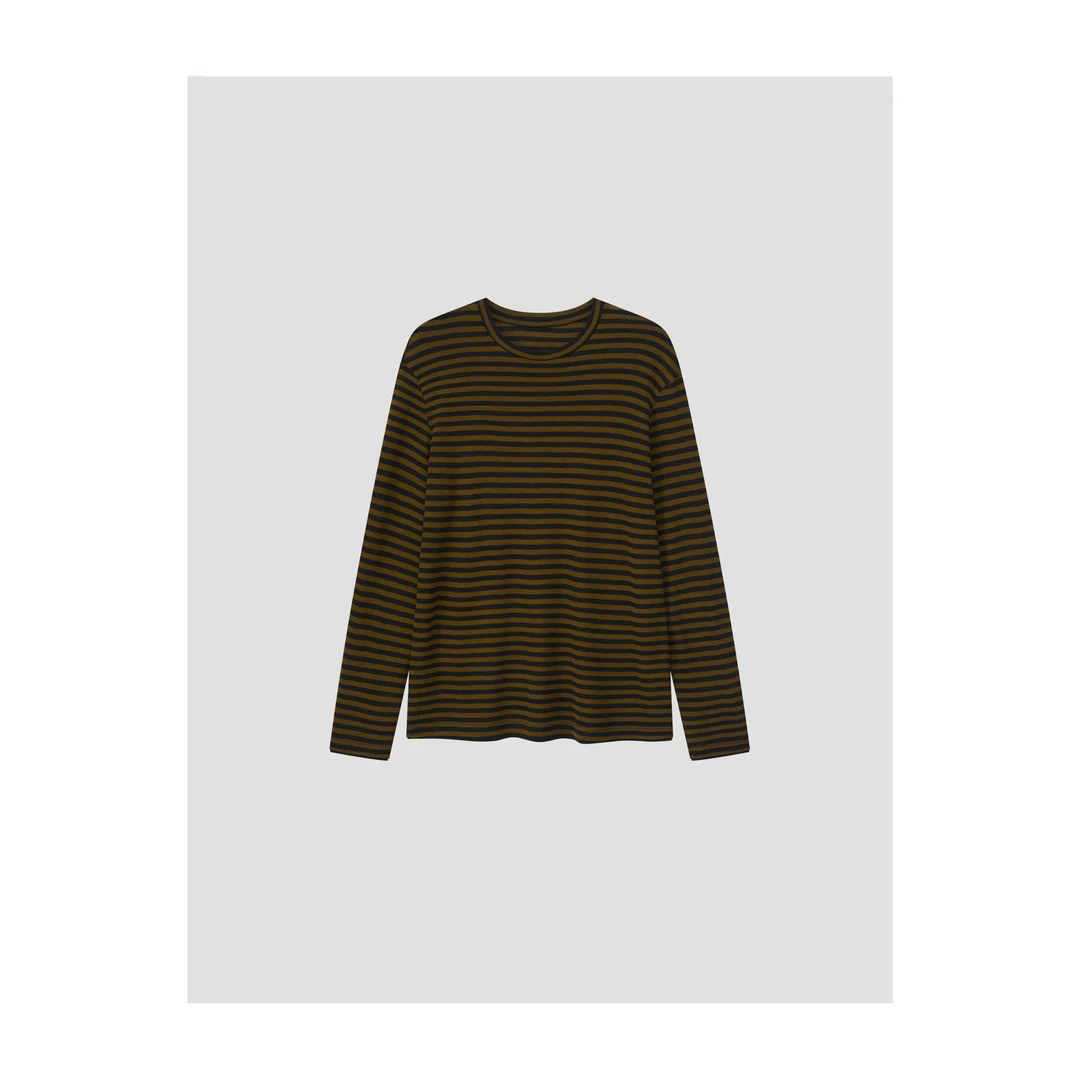 靠谱。【肯豆风】街拍感荃羊毛云感条纹长袖套头T恤KP24279