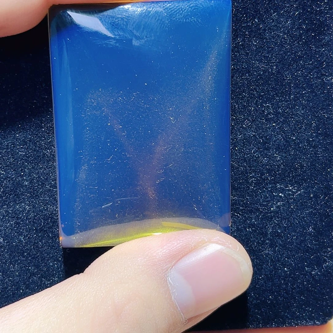 蓝珀未镶嵌珠宝奇石包雕刻无事牌