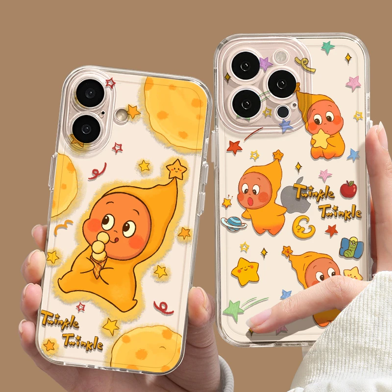 星星人手机壳适用苹果16新款15pro透明iphone17全包镜头14plus卡