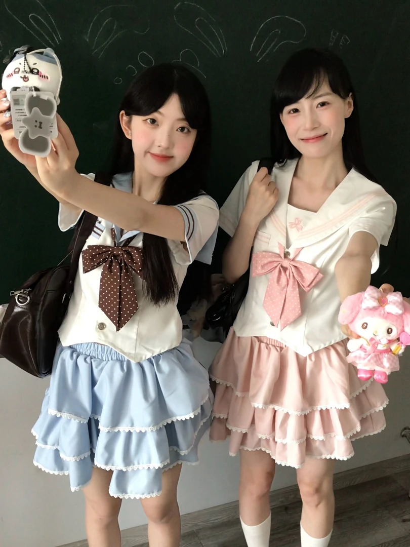 【花音雪羽】超小众日系新款水手服jk制服套装夏蛋糕裙收腰短裙