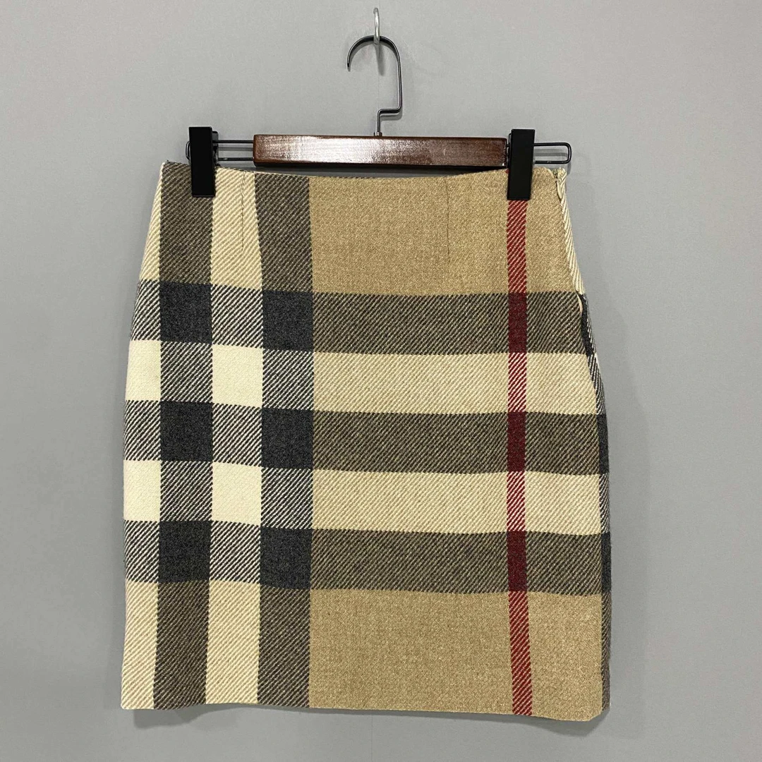 99新 BURBERRY/博柏利 格纹羊毛短裙/99新/40码/52264