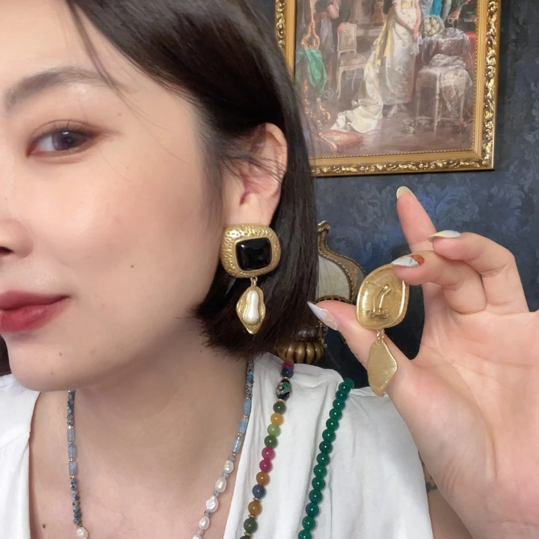 铜合金珐琅925银耳饰