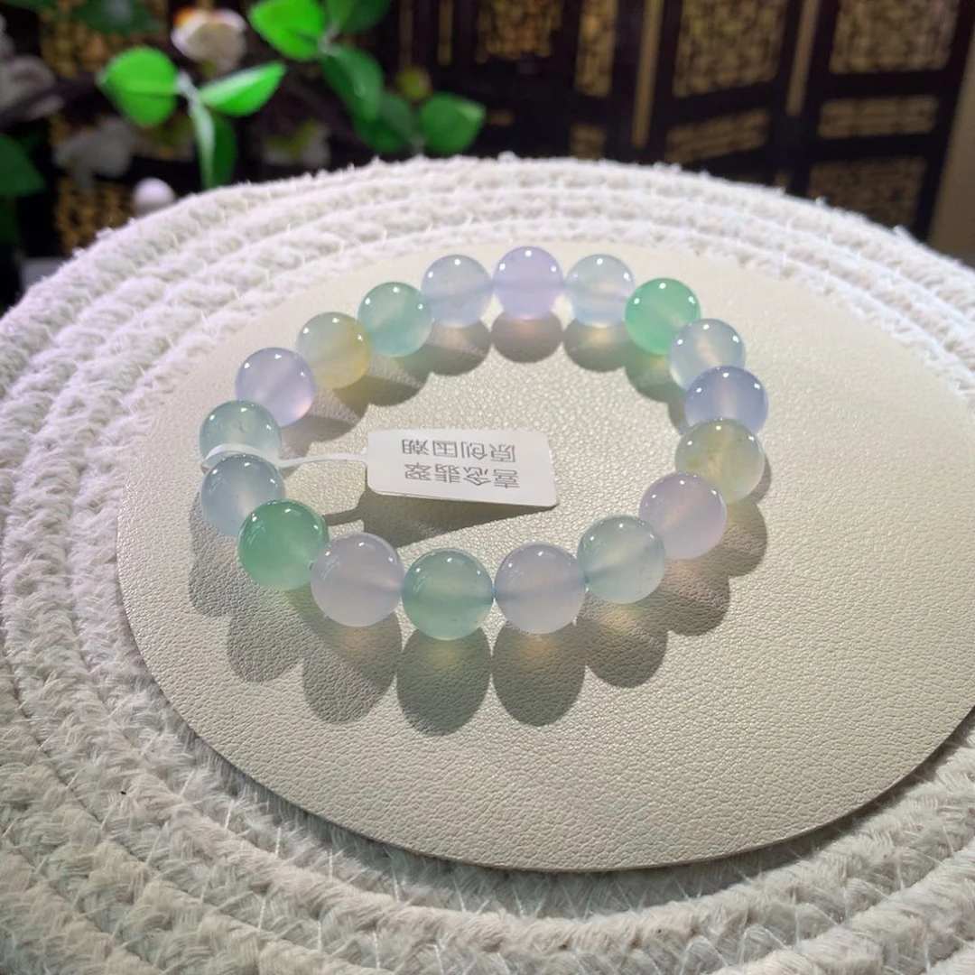散珠翡翠天然缅a卡10-11mm冰糖多宝串