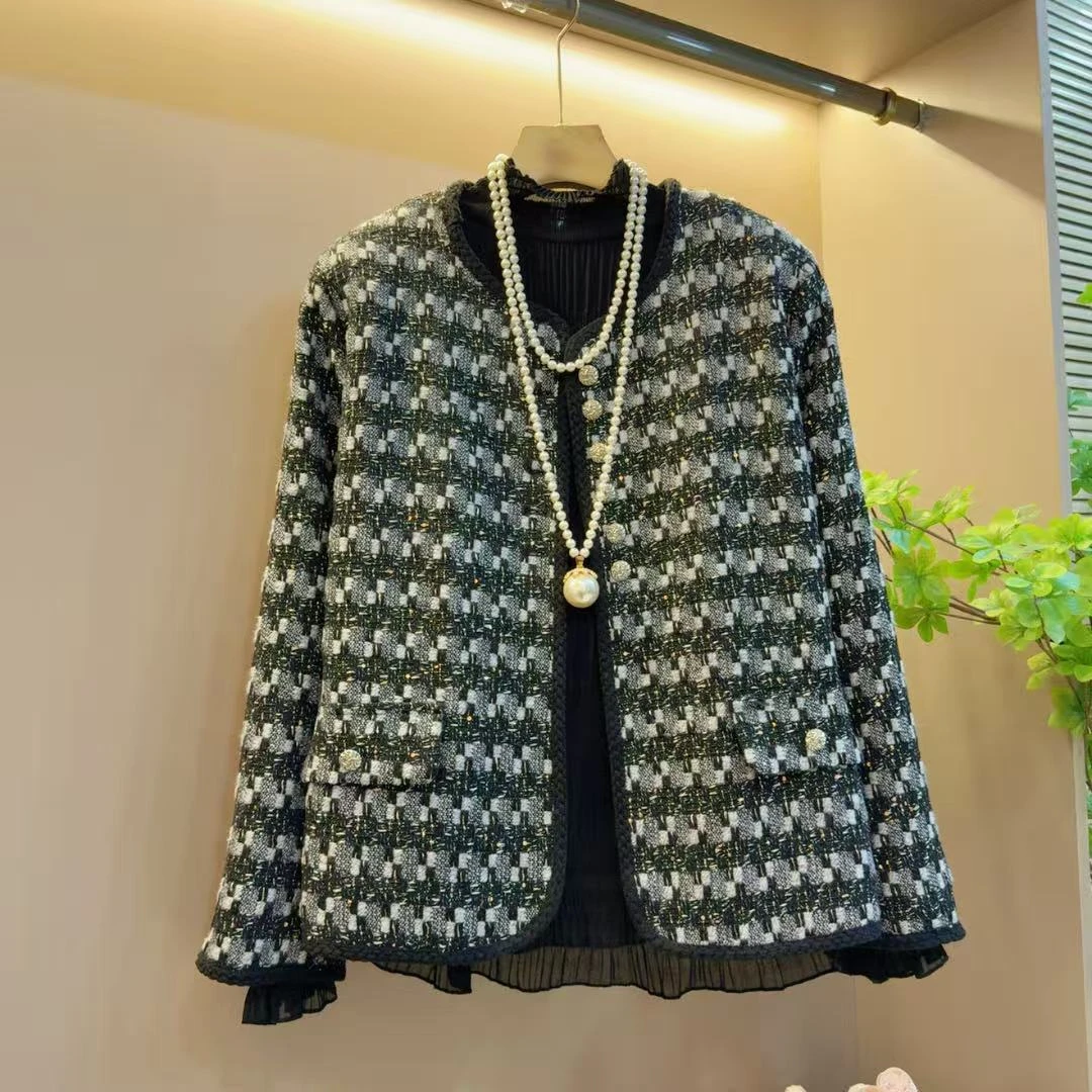 秋冬韩版小香风新款百搭显瘦时尚洋气加棉外套（长62左右）