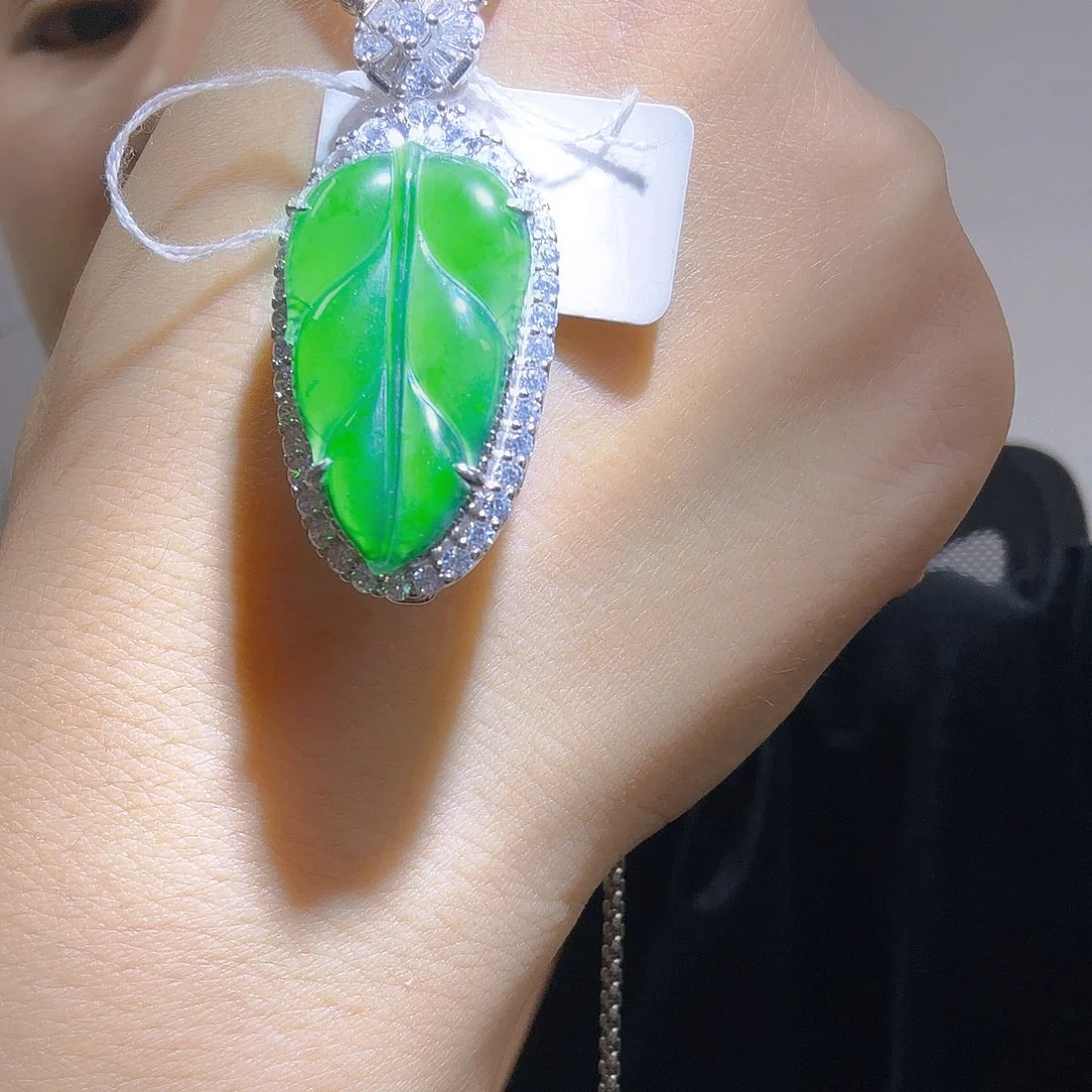 翡翠银S925镶嵌吊坠(不含链)