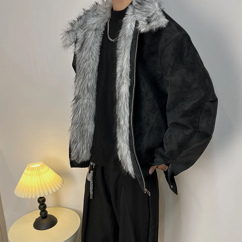 【Gmou专属】狼王座山雕冬季加绒加厚棉衣男保暖PU皮棉服男女外套