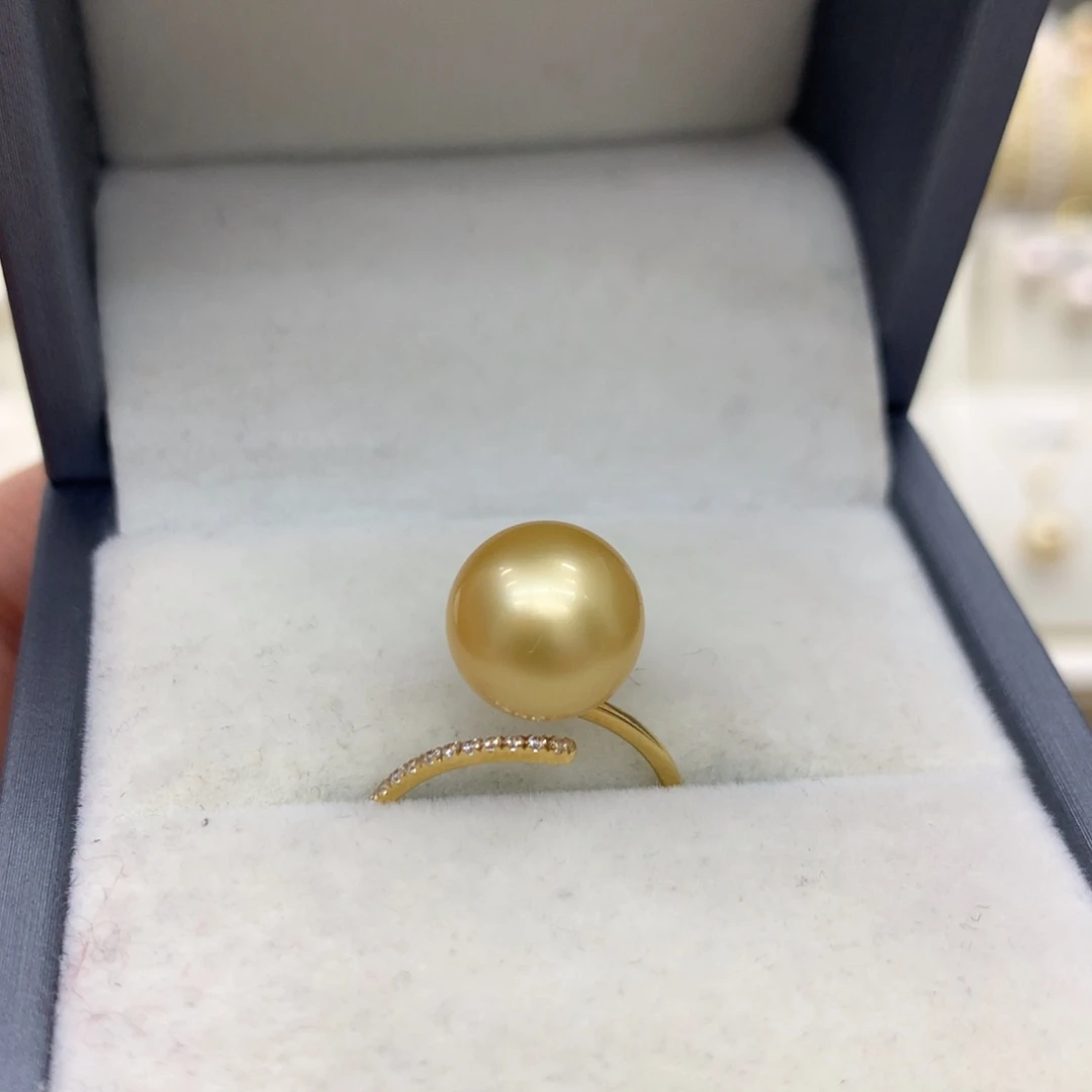 海水珍珠戒指18K金镶嵌10-11