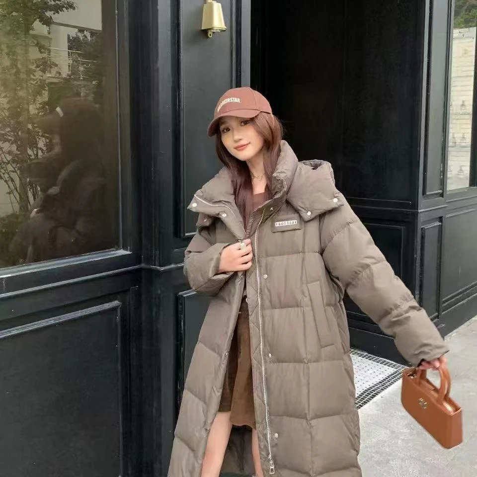 #F1012泡芙中长款过膝宽松时尚气质韩版外套-衣长100 L