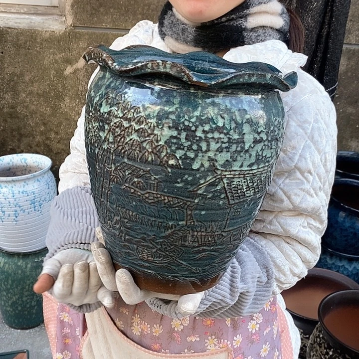 紫砂花盆瑕疵口24高27