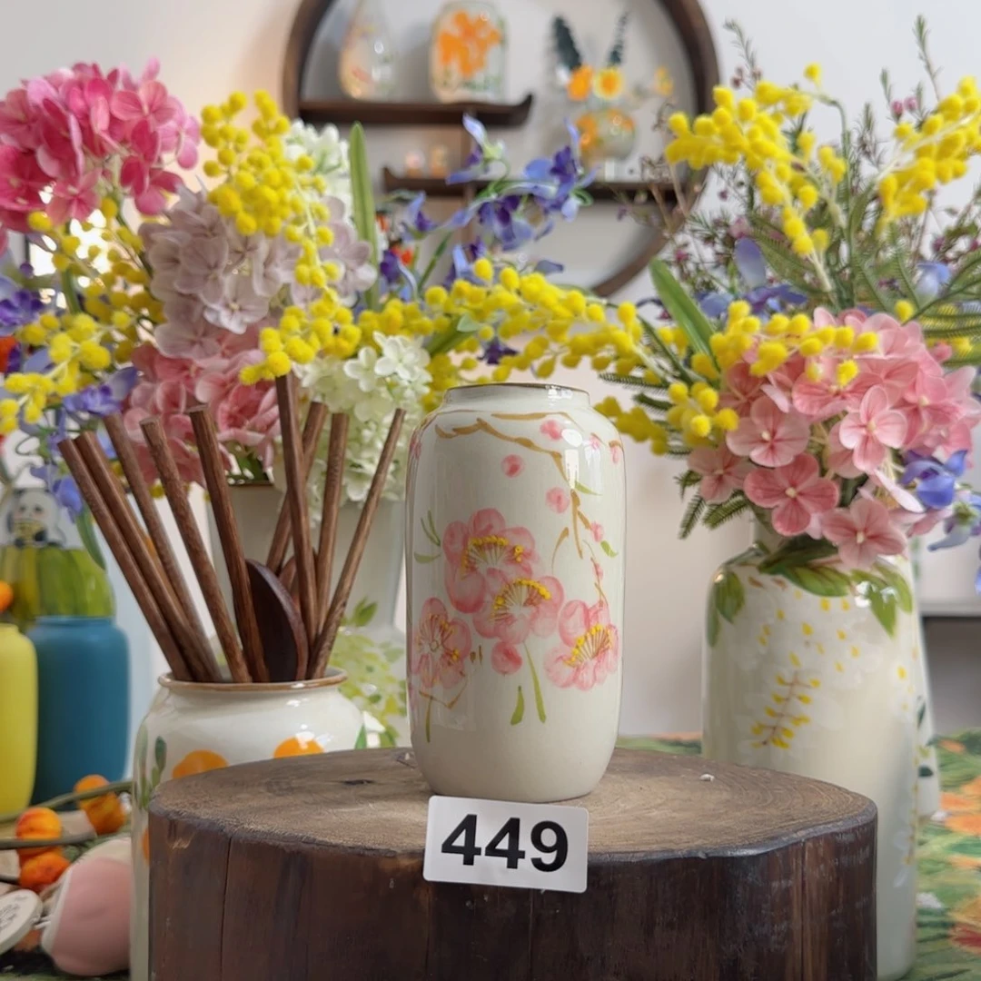 摆件景德镇纯手绘陶瓷小花瓶摆件无孔