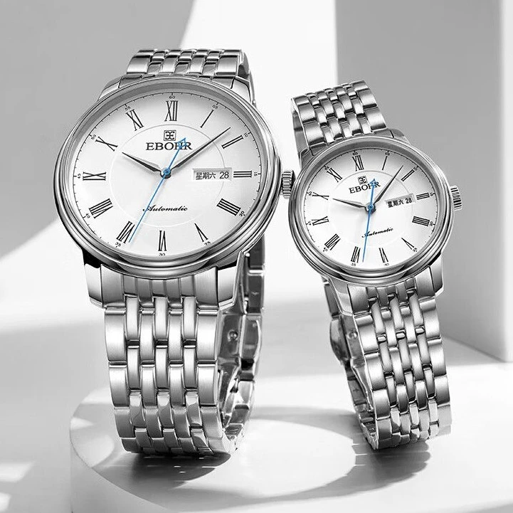 依波(EBOHR)大师系列国表情侣款自动机械表经典双圈双历防水3662