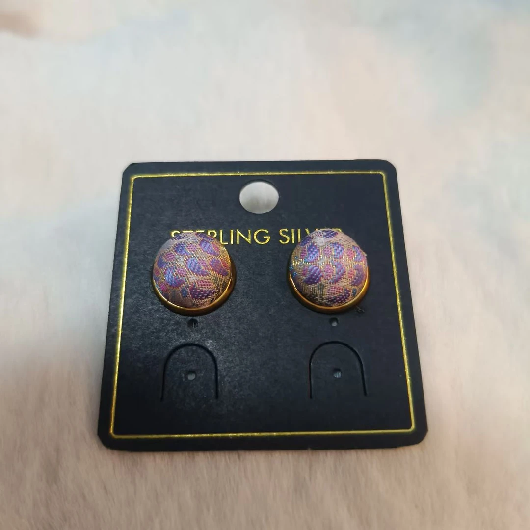 上久楷 粉紫色定胜纹耳钉非遗定胜纹日常百搭国风旗袍耳饰