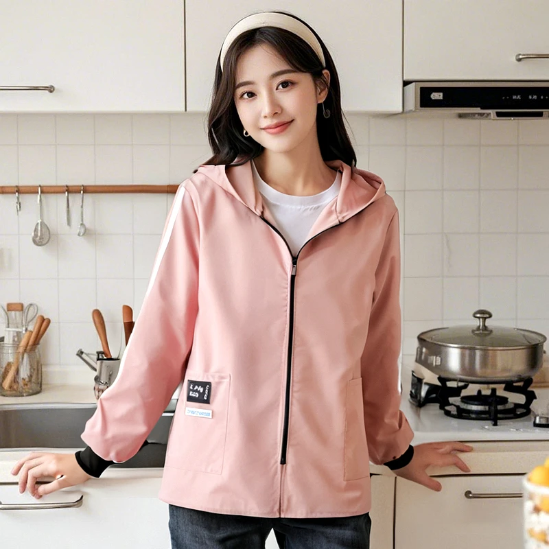 春秋长袖防污耐磨罩衣定制围裙厨房家用外套餐饮工作服女简约大褂