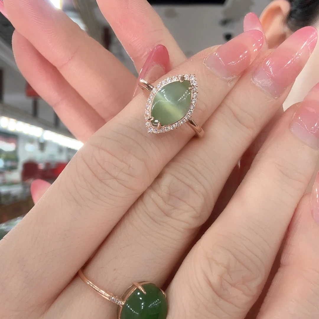 和田玉戒指银S925镶嵌