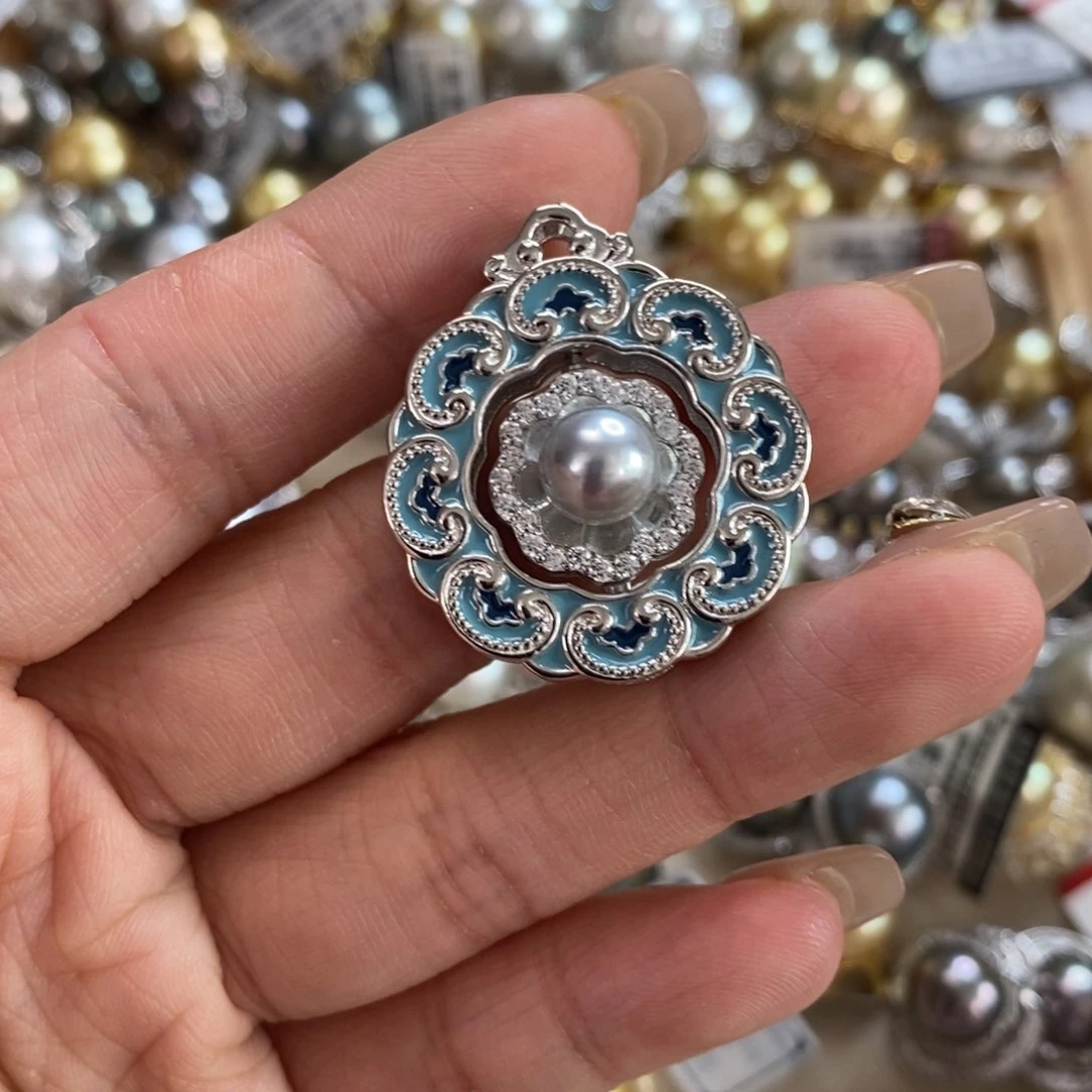 海水珍珠银S925镶嵌颈饰