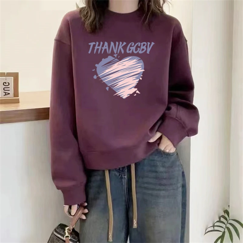 圆领卫衣女士2025秋冬季新款时尚欧货宽松休闲套头长袖纯棉上衣潮