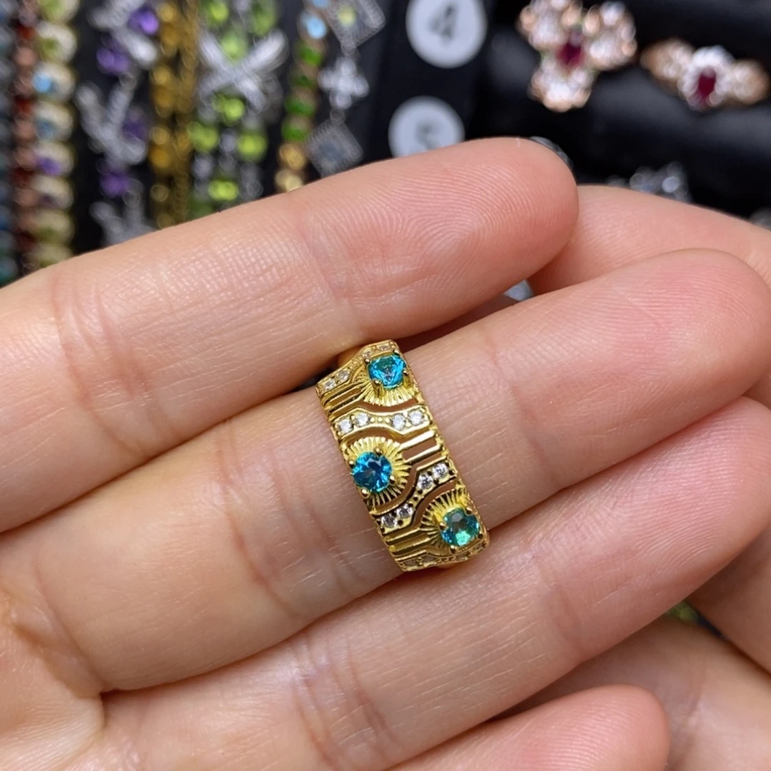 托帕石戒指银S925镶嵌