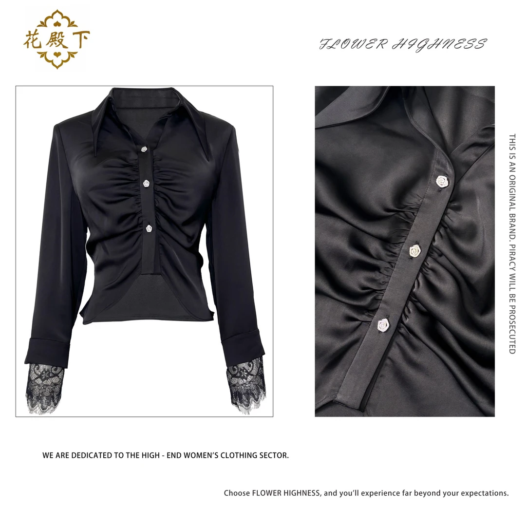 性感蕾丝高定设计师款修身百搭时尚上衣