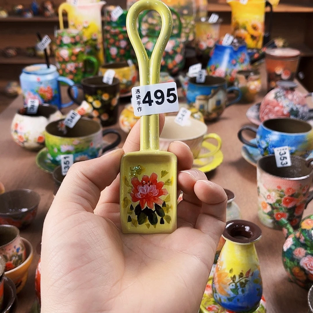 纯纯油画风茶盘纯纯莫奈油画风瓢羹