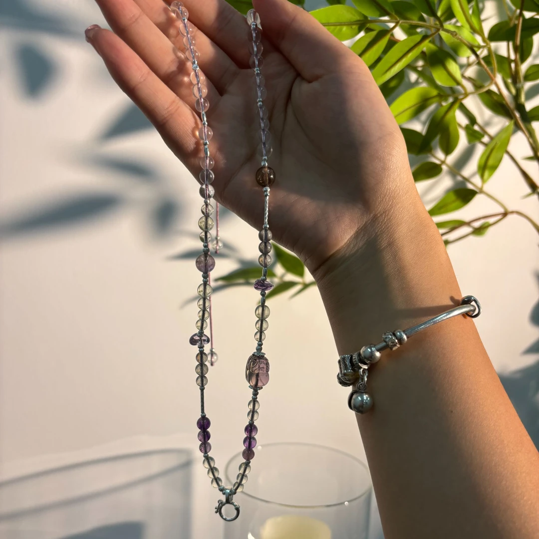 合金仿水晶项链 【印象吉祥】|净体利比亚+紫黄晶貔貅Diy项链