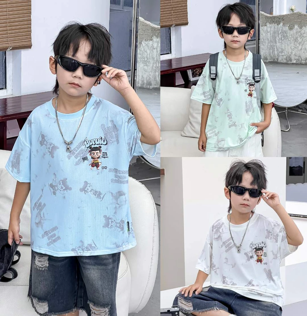 《向子妈》哪吒冰丝童装速干短袖T恤棉花糖立体《身高加10拍》