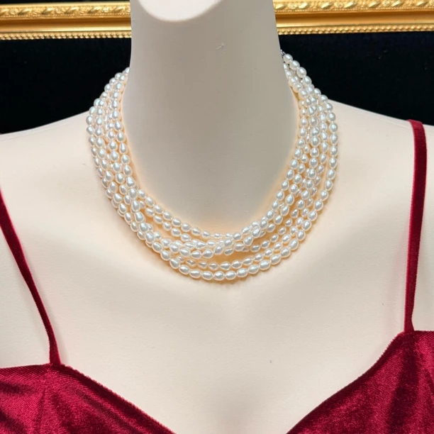 【六六中古】孤品天然淡水珍珠三层毛衣链项链ew3489链82珠子5-5.5