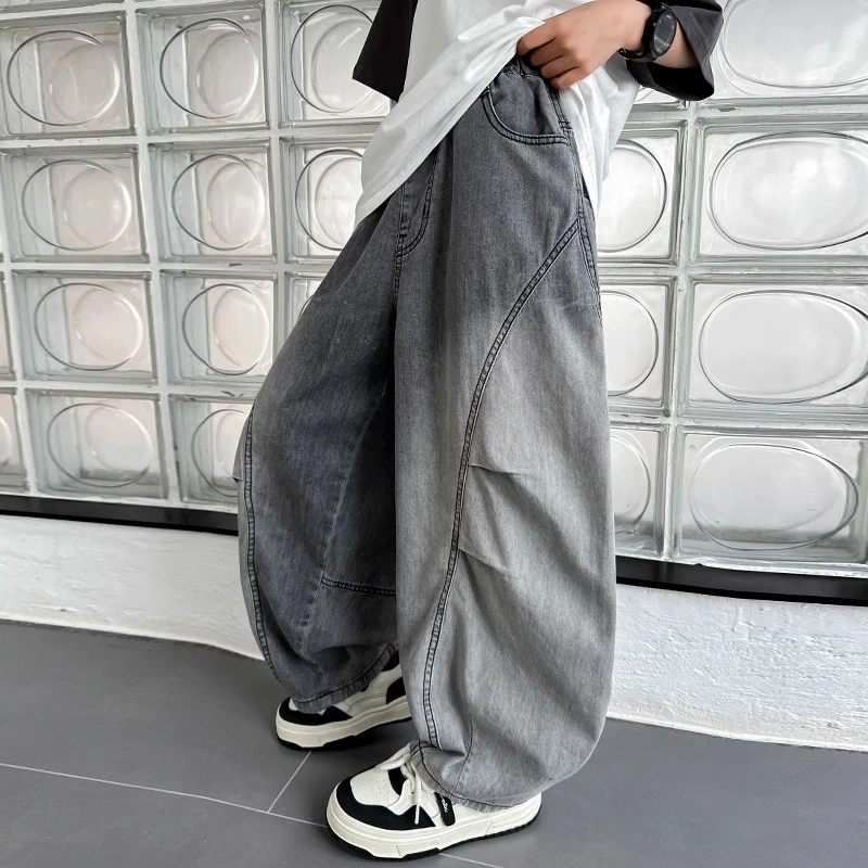 男童渐变灰牛仔裤薄款2025新款大儿童夏装天丝防蚊裤痞帅炸街牛仔