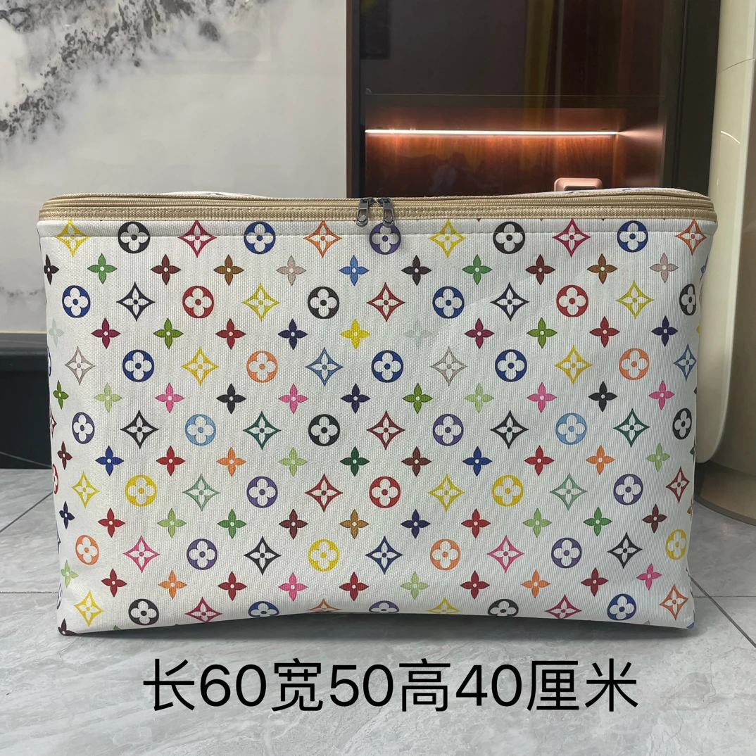 120升【双拉链钢圈款】白底潮牌【带防潮盖】大容量搬家收纳袋