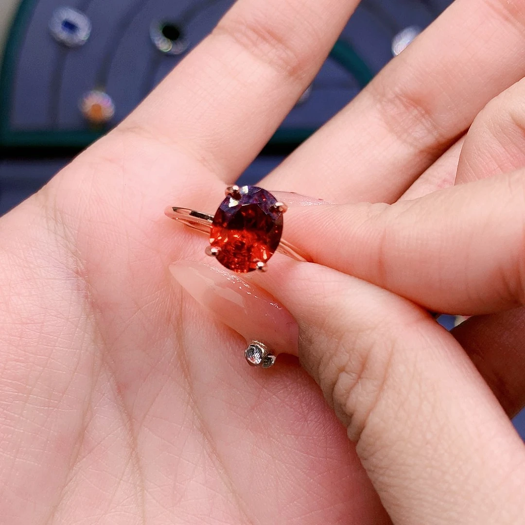 石榴石戒指银S925镶嵌