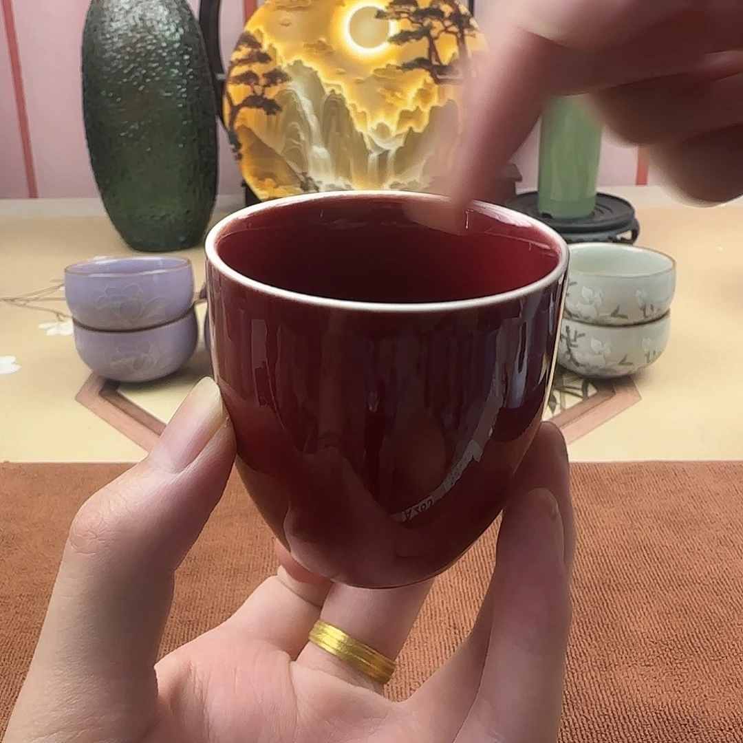 郎红纯色闻香杯主人杯