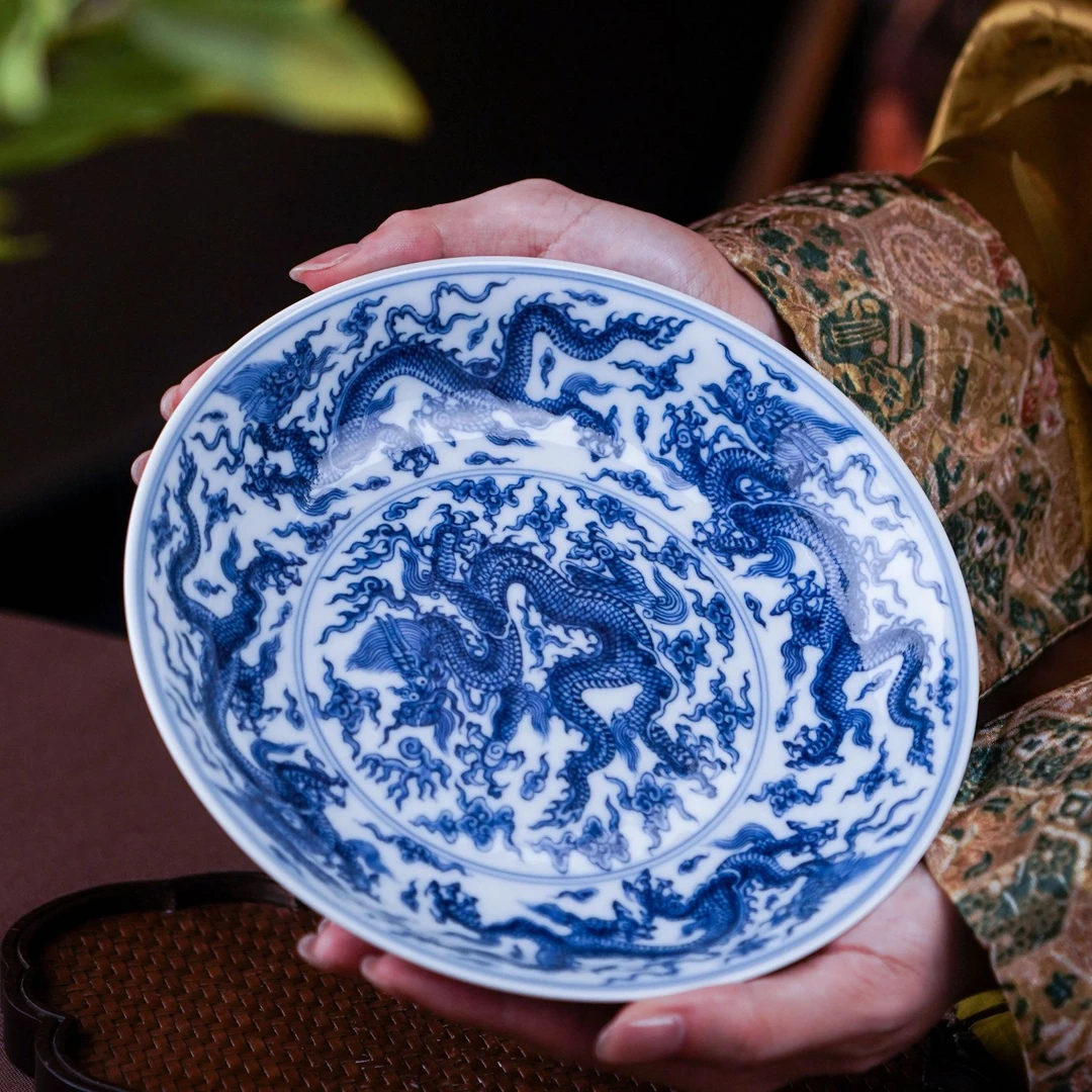 望月怀古双圈五龙壶承缠枝陶瓷纯手工全手工WYHG204茶盘圆形家用