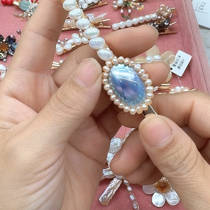 淡水珍珠发饰未镶嵌