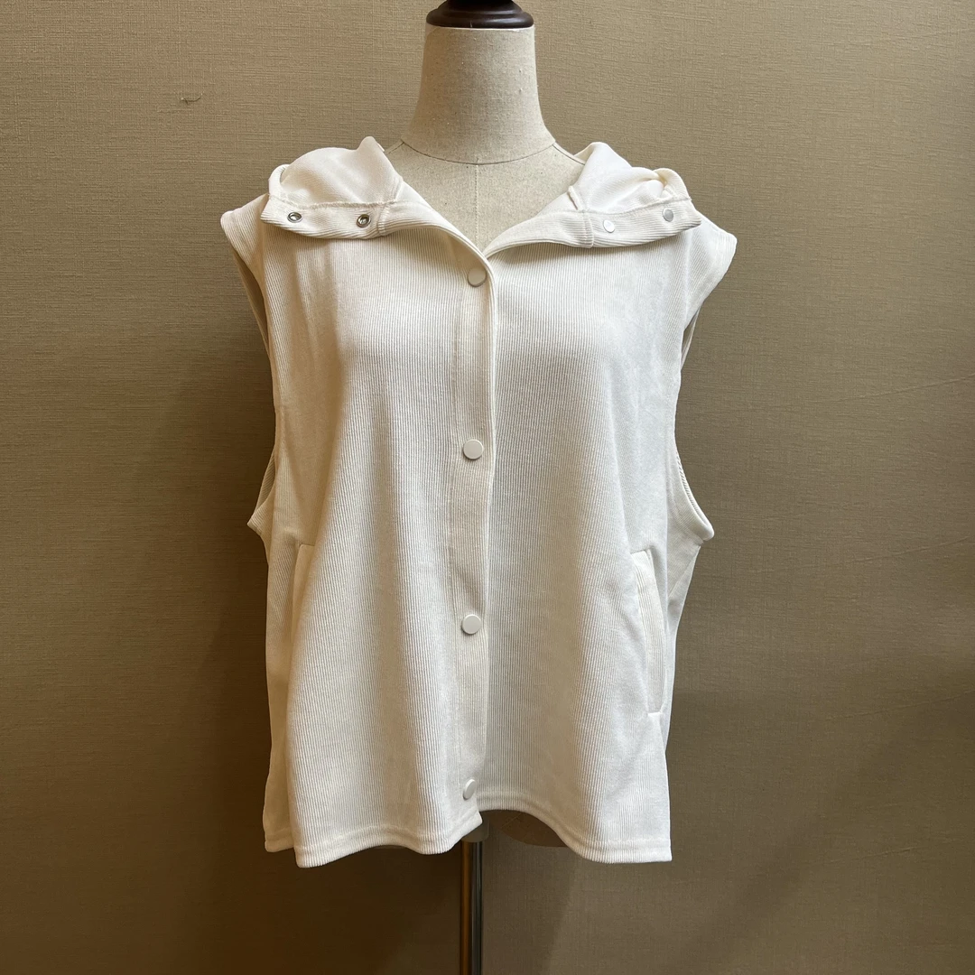 8613新之峰秋季新款工字型款女装女连帽针织时尚上衣马夹纯色百搭