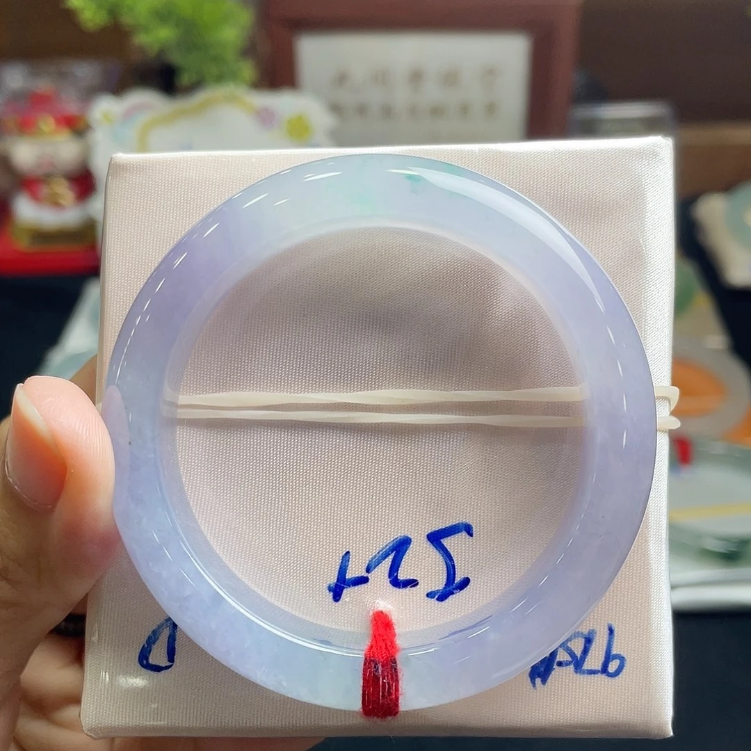 翡翠手镯未镶嵌9号 52+正圈 高货冰春彩