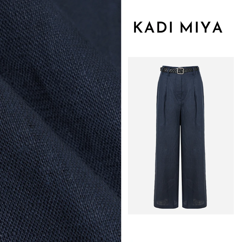 KADIMIYA【肯尼亚旧街】法式亚麻直筒裤小个子显高遮肉轻薄舒适长裤